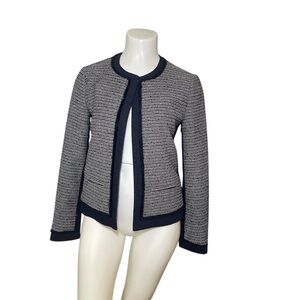 Ann Taylor Navy and White Textured Blazer sz 0 Pet